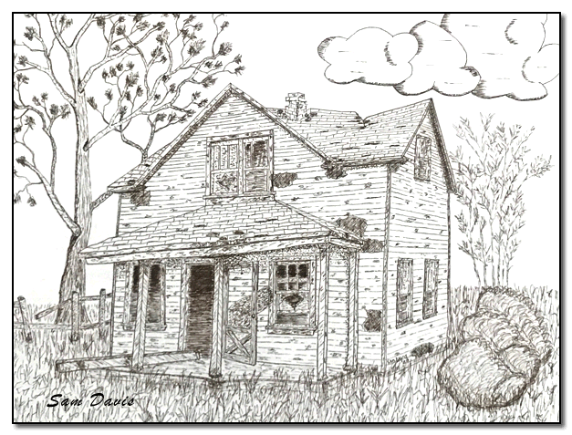 Memories-Pen and ink illustration by Sam Davis 2020